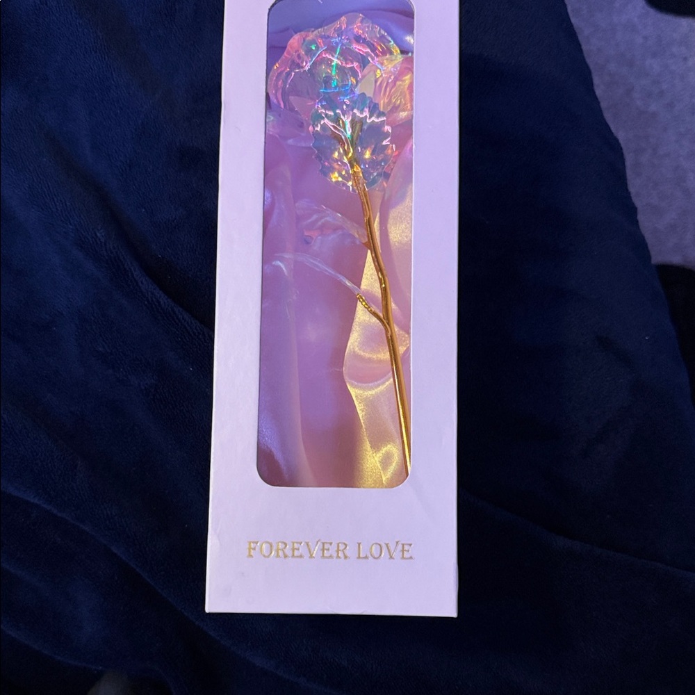 Forever Love Iridescent Rose with Gold Stem